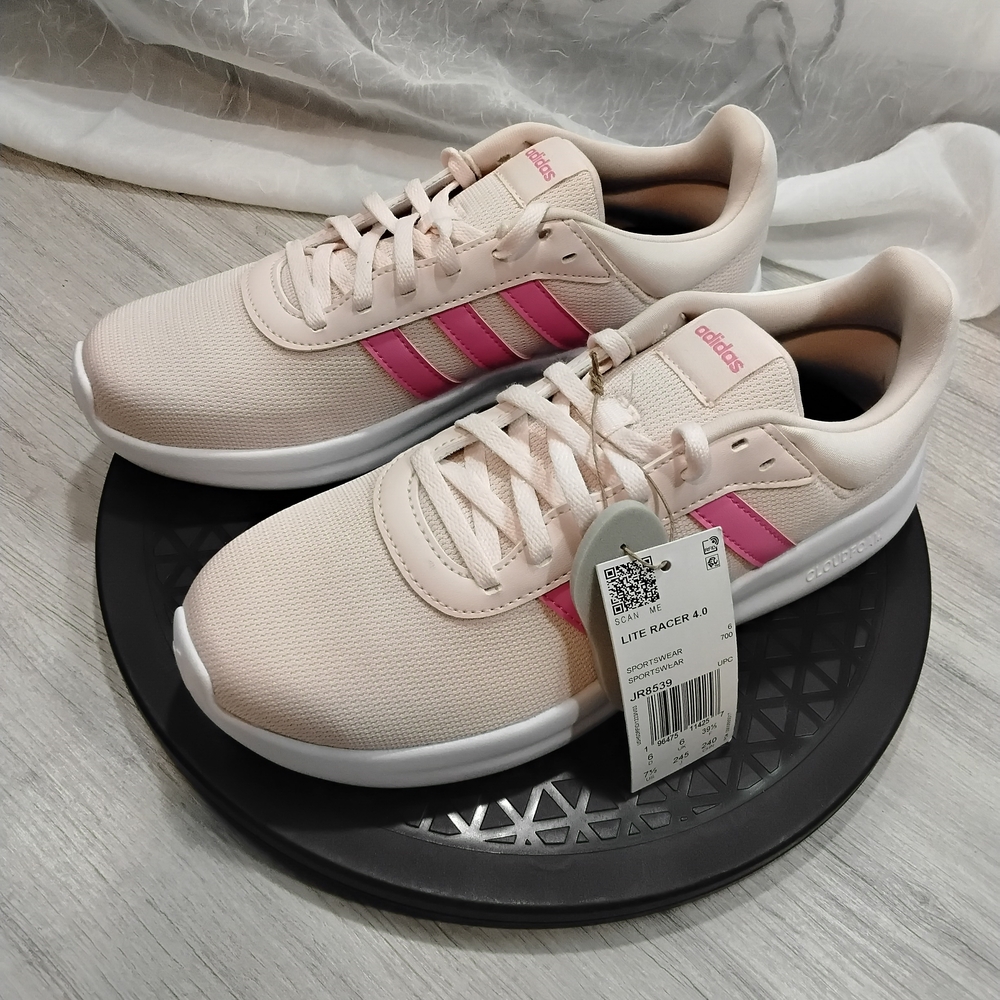 NEW Adidas Women's Lite Racer 4.0 Quartz Pink Fusion White Sneakers SIZE 7.5